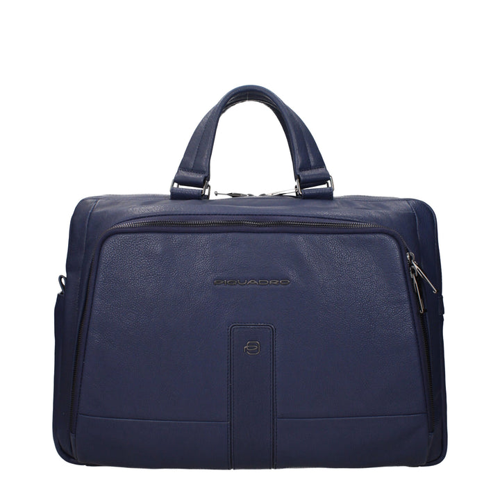 Blue Leather Business And Laptop Bags
