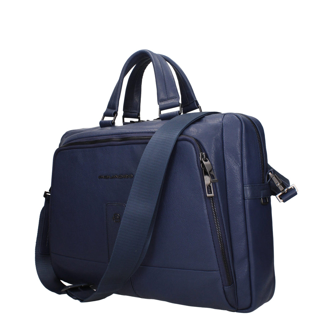 Blue Leather Business And Laptop Bags