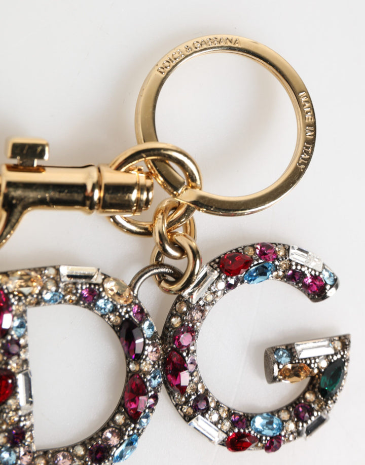 Multicolor Crystal DG Logo Gold Keychain Charm Keyring
