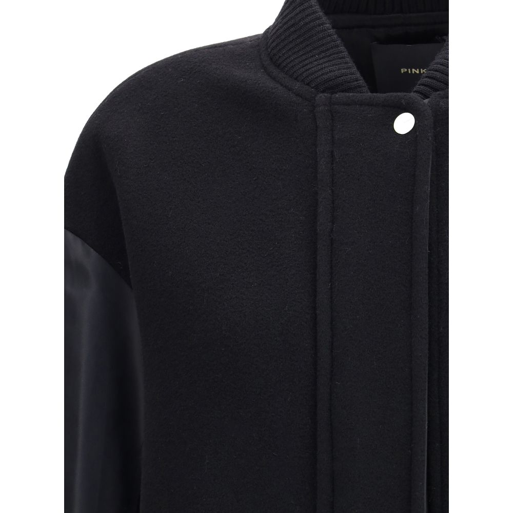 Long Coat in wool-blend cloth and technical satin