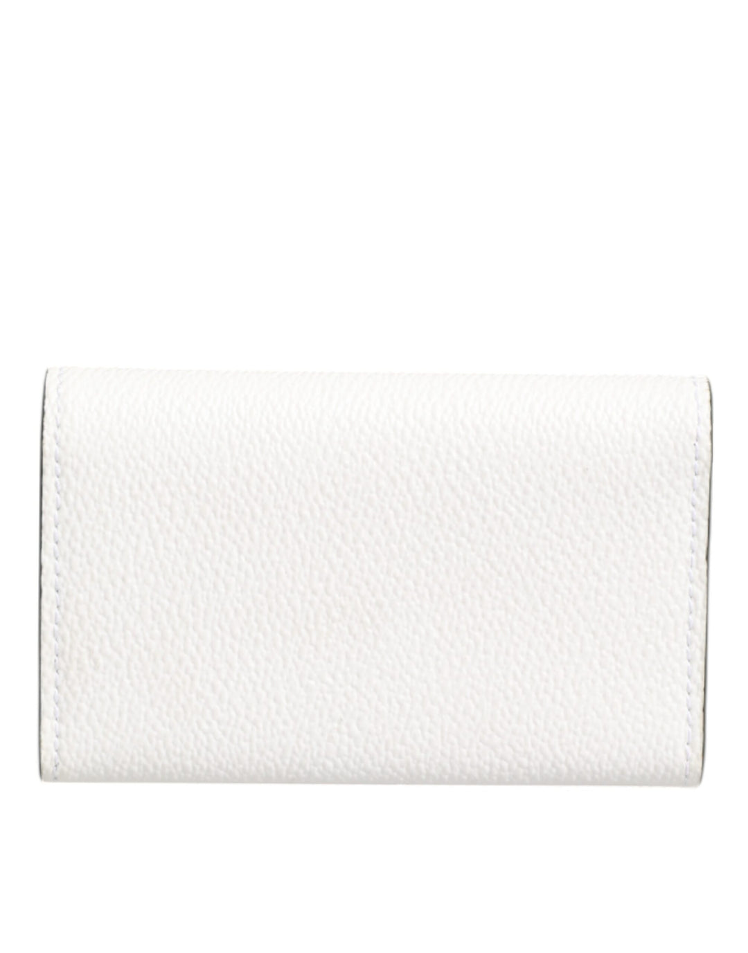 Dolce & Gabbana White Leather Card Case Holder Wallet Gold Logo Plate  Key Holder