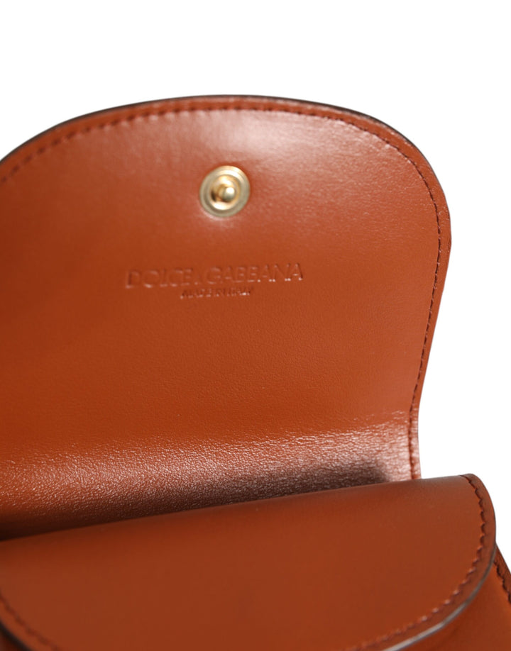 Brown Leopard Print Calf Leather Small Coin Purse Wallet