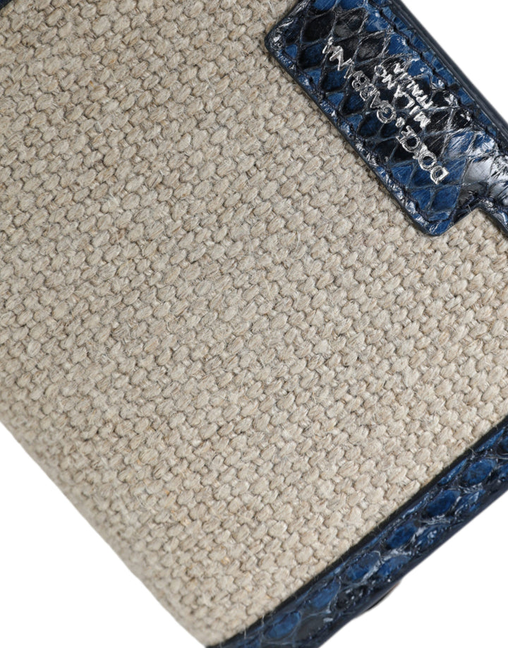 Beige Raffia Blue Leather Trim Mini Shoulder Purse Crossbody Bag