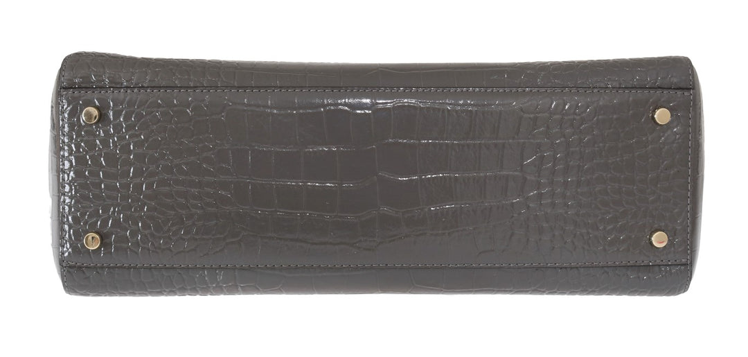 Grey Croc Embossed Leather Elissa Bristol Drive Tote Handbag Bag