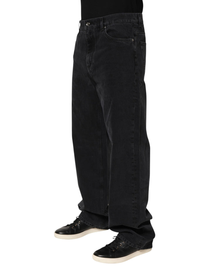 Black Denim Wide Leg Relaxed Fit Pants Jeans