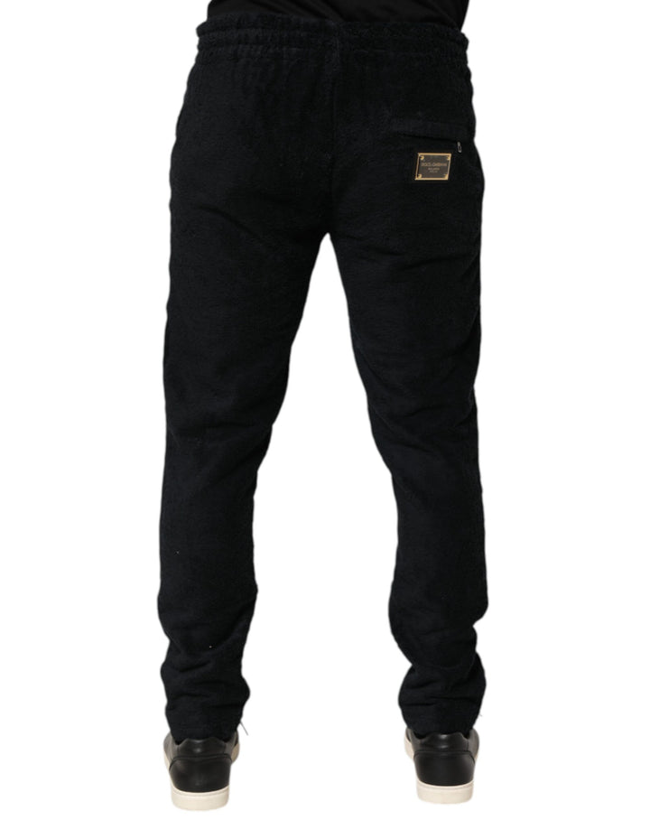 Black Cotton Logo Men Jogger Sweatpants Pants