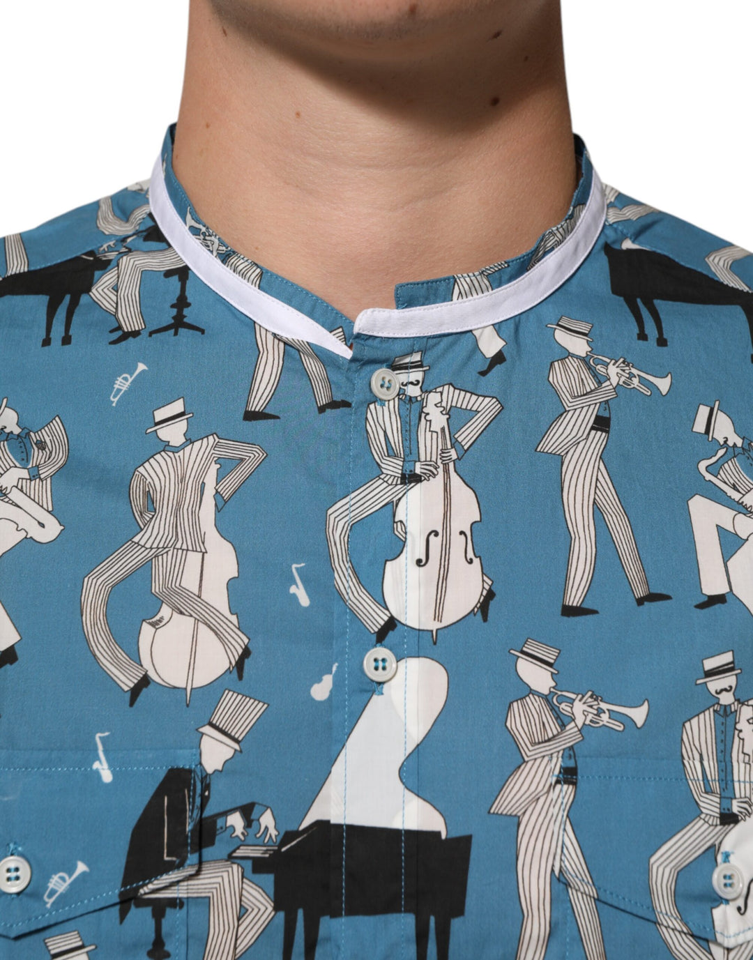 Blue Jazz Printed Cotton Button Front Shirt