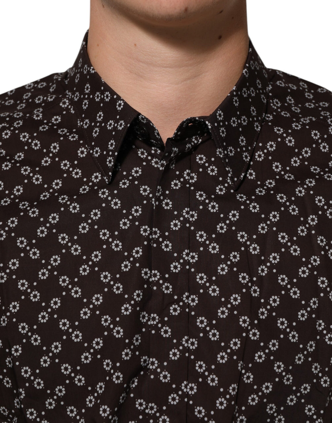 BrownFloral Collared GOLD Formal Dress Shirt