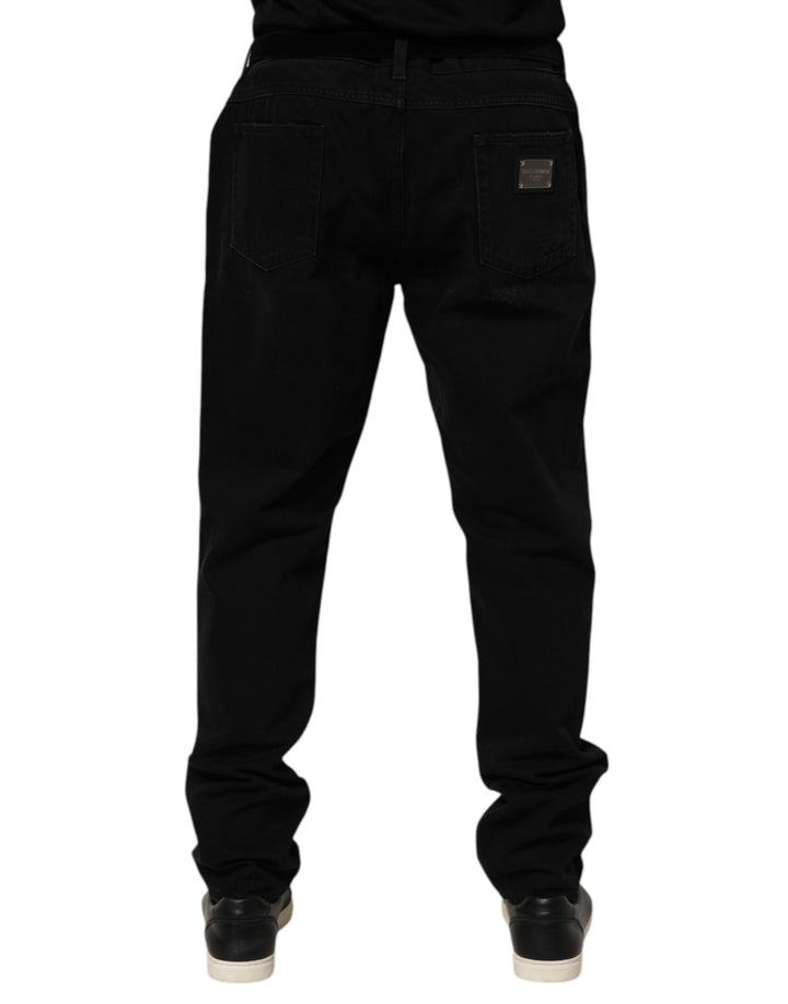 Black Cotton Regular Denim Men Trouser Jeans