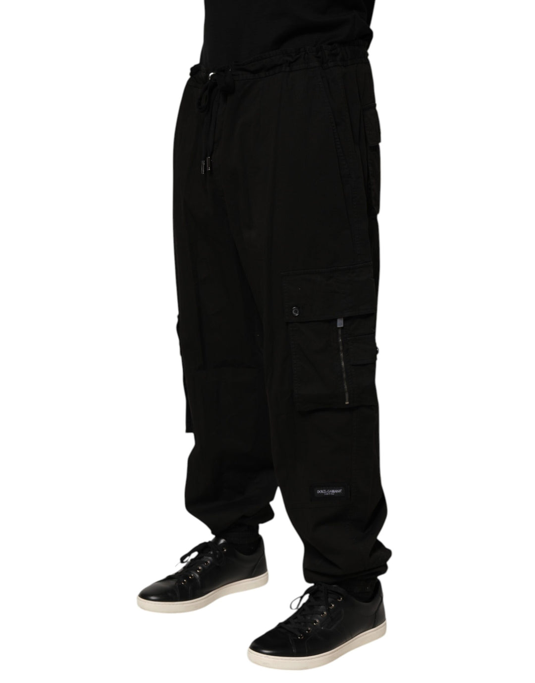 Black Cotton Cargo Jogger Sweatpants Pants