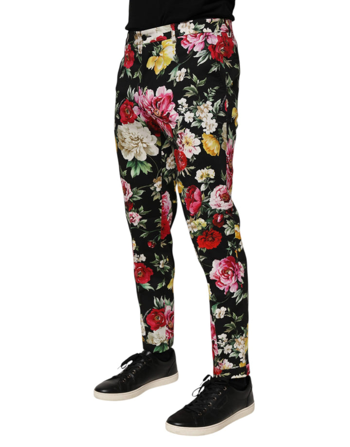Black Floral Cotton Dress Formal Trouser Pants