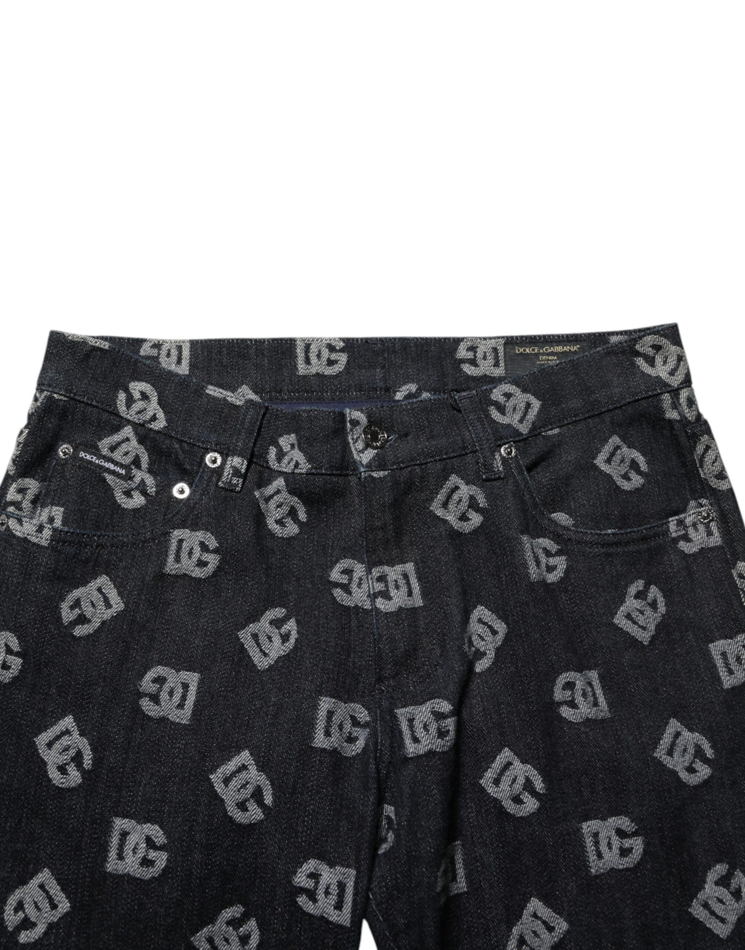 Black DG Monogram Cotton Skinny Denim Jeans