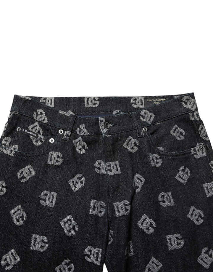 Black DG Monogram Cotton Skinny Denim Jeans