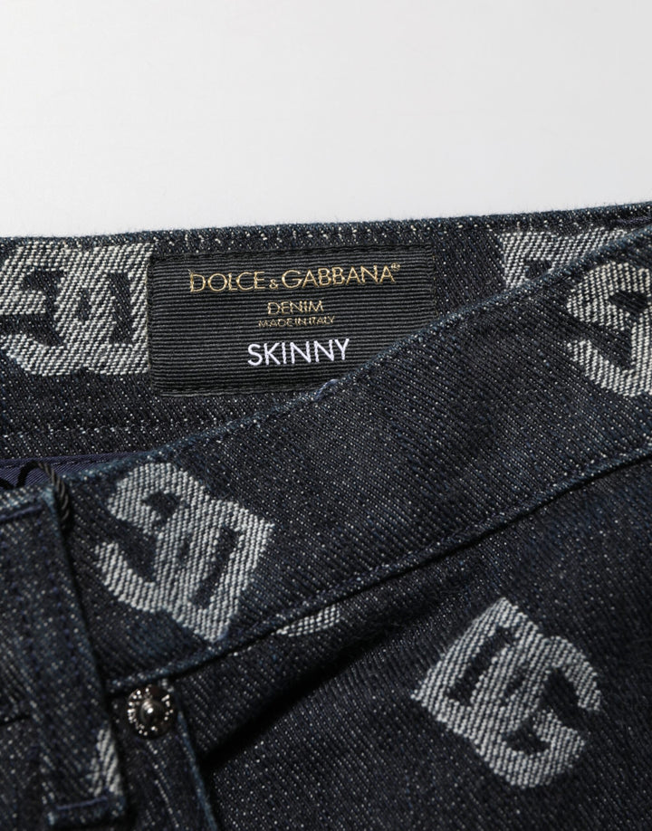 Black DG Monogram Cotton Skinny Denim Jeans