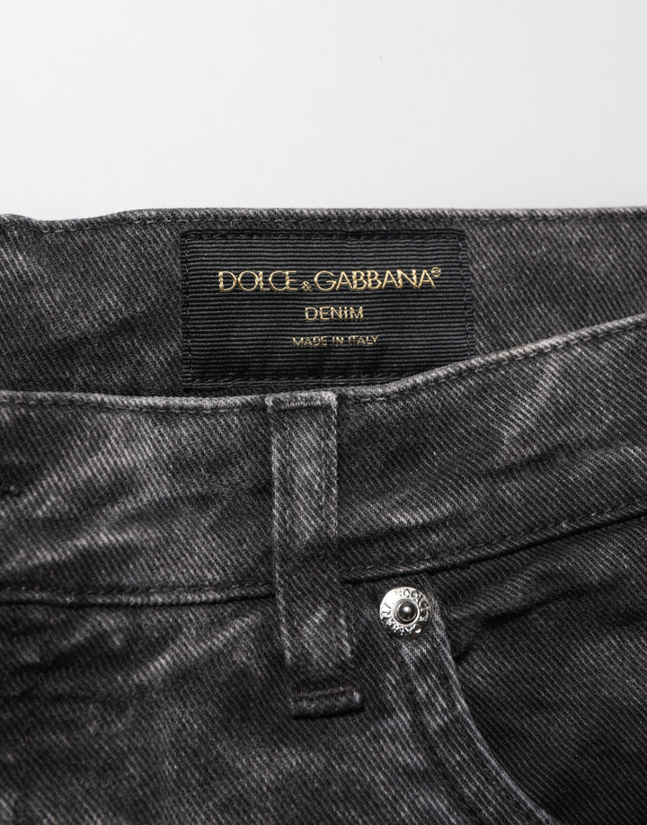 Dolce & Gabbana Black Cotton Mid Waist Denim Men Bermuda Short