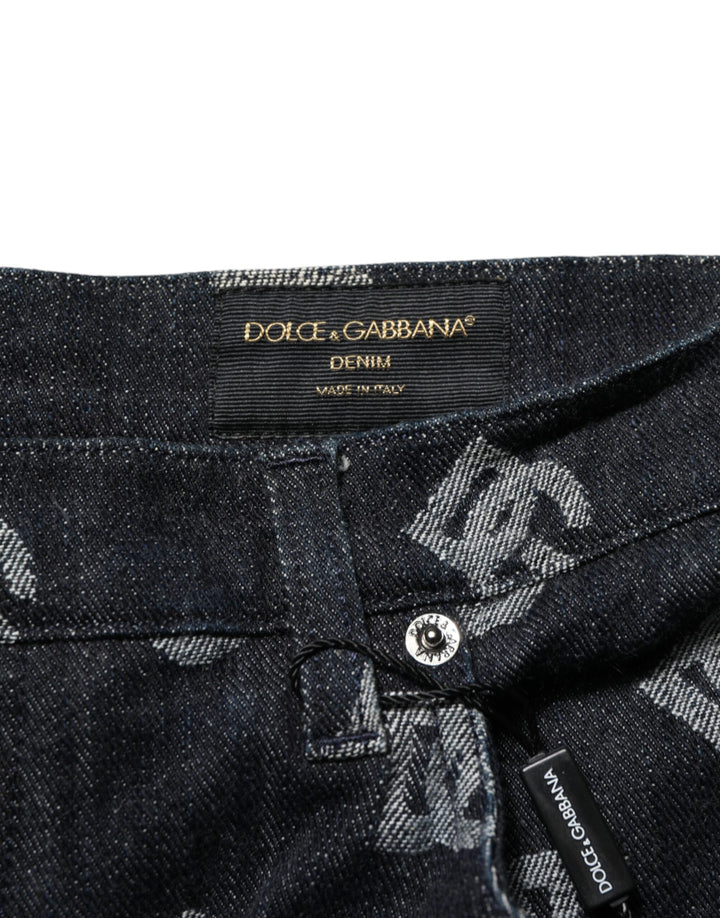 Dolce & Gabbana Black Monogram Denim Cargo Men Bermuda Short