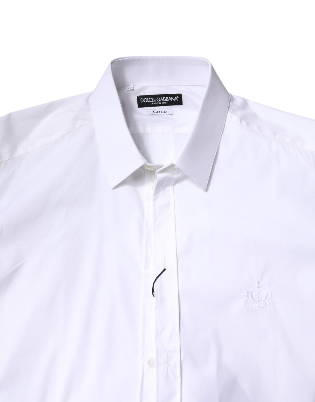 Dolce & Gabbana White Cotton Collared GOLD FormalDress Shirt