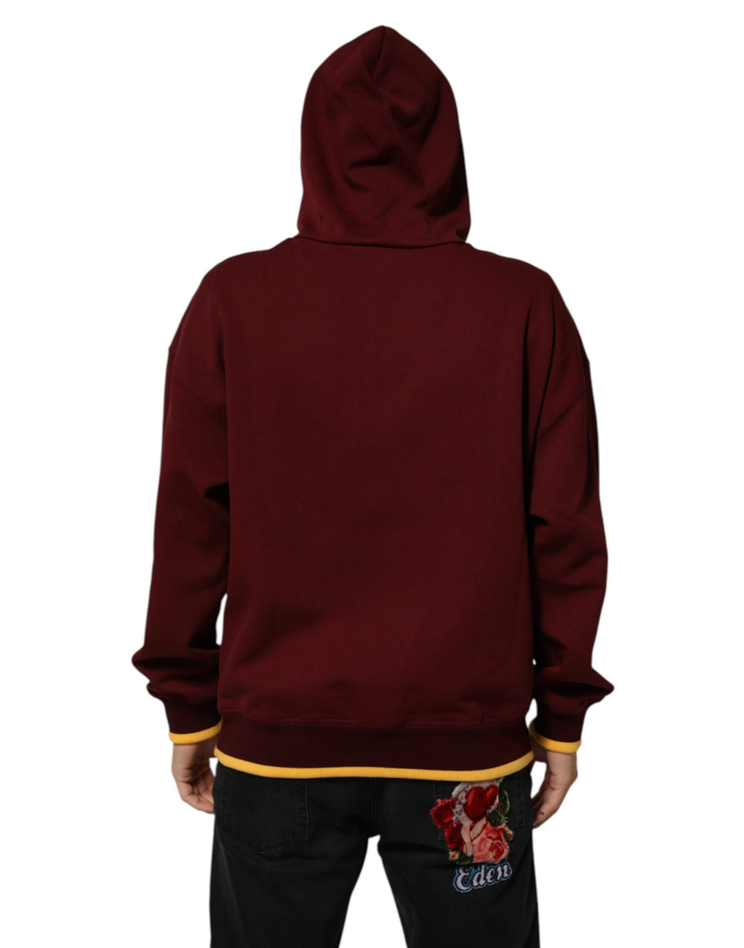 Dolce & Gabbana Maroon Embossed Logo Hooded Sweatshirt Sweater