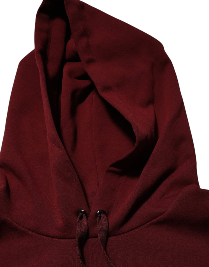 Dolce & Gabbana Maroon Embossed Logo Hooded Sweatshirt Sweater