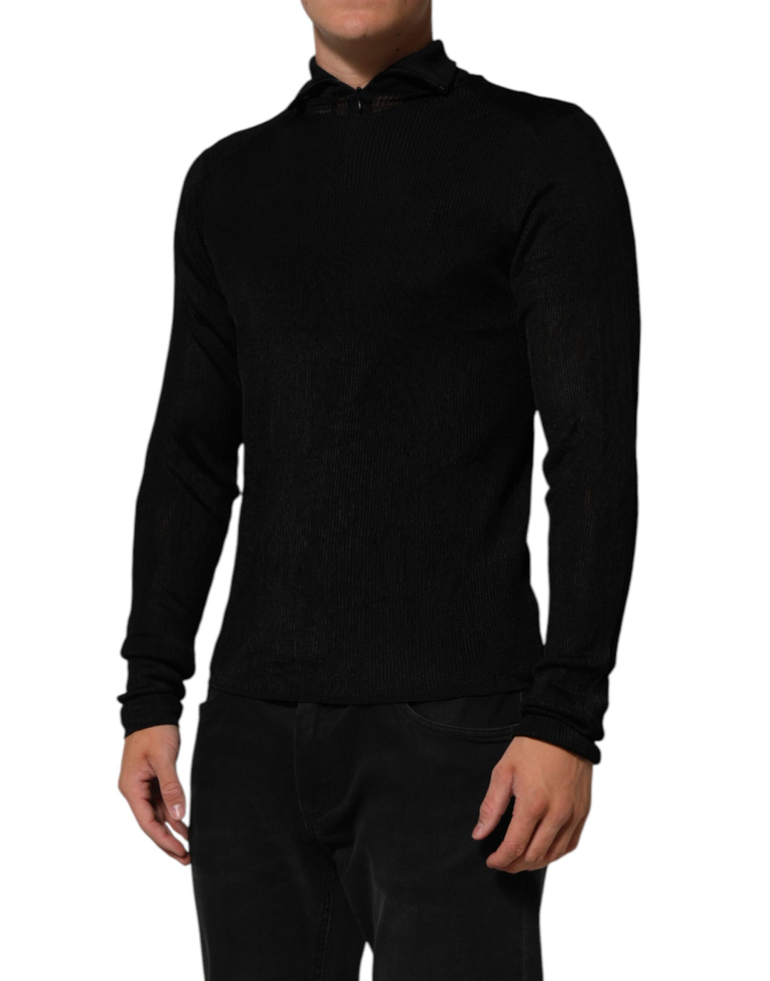 Dolce & Gabbana Black Viscose Turtle Neck Pullover Sweater