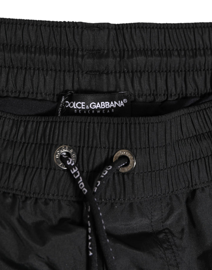 Dolce & Gabbana Black Logo Polyester Beachwear Shorts Swimwear