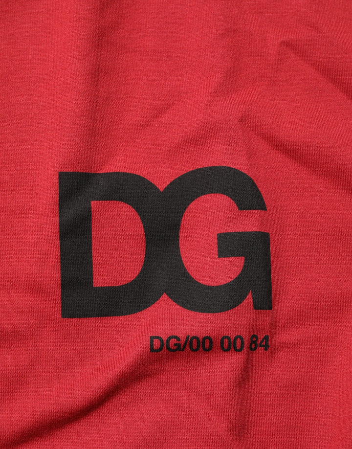 Dolce & Gabbana Red Logo Print Cotton Short Sleeve T-shirt