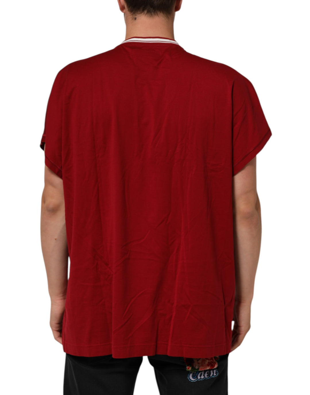 Dolce & Gabbana Maroon LogoCrown Cotton Half Sleeve T-shirt
