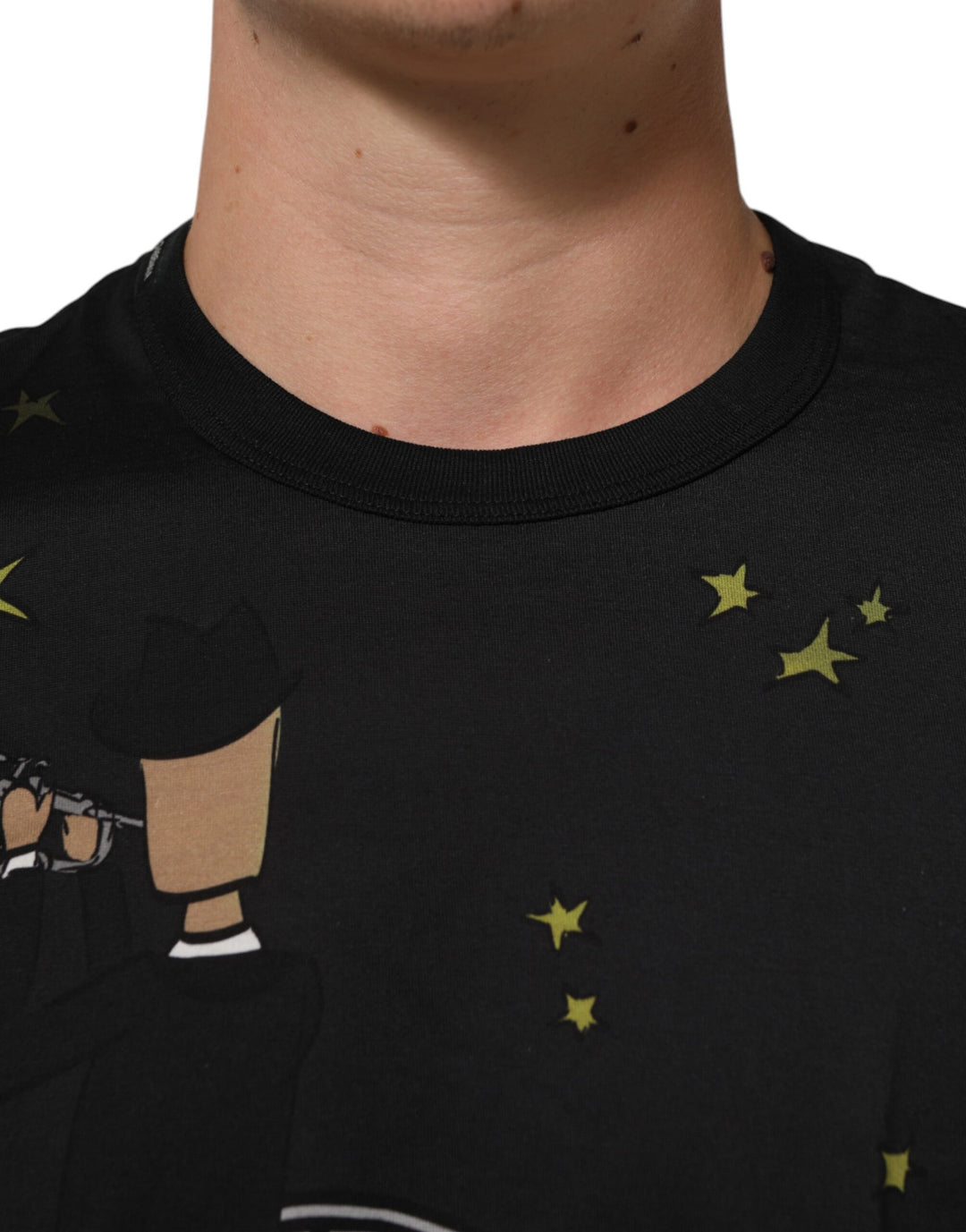 Dolce & Gabbana Black Musical Print Cotton Crew Neck T-shirt