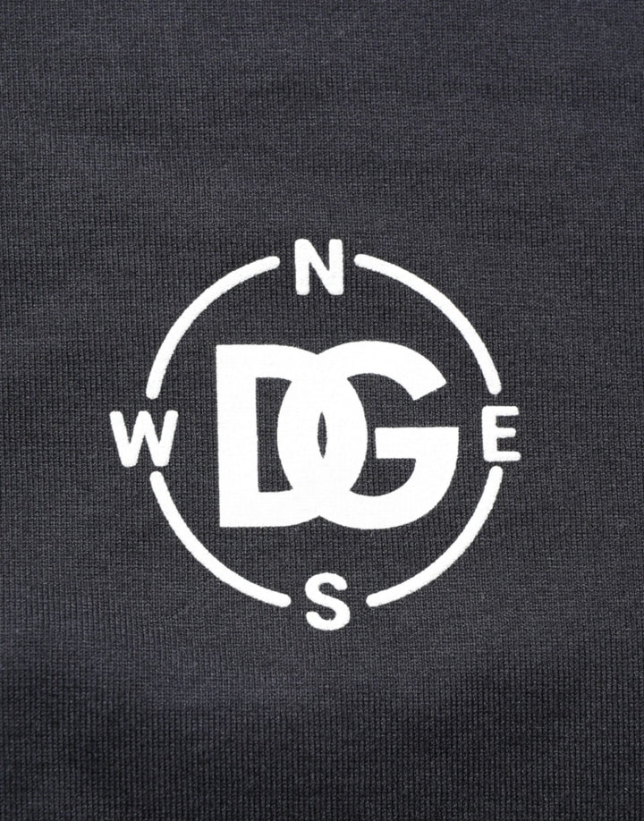 Dolce & Gabbana Black Logo Compass Cotton Crew Neck T-shirt
