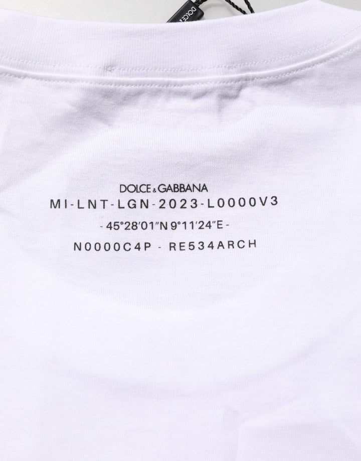 Dolce & Gabbana White Cotton Sleeveless Printed Tank T-shirt