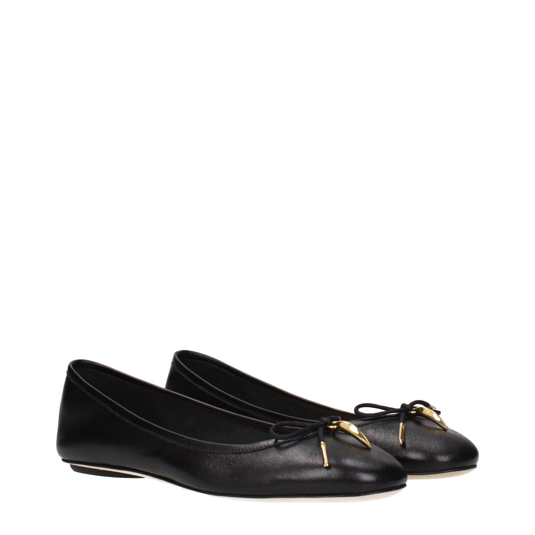 Black Leather Ballet Flats