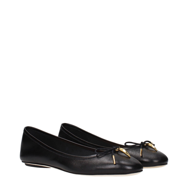 Black Leather Ballet Flats