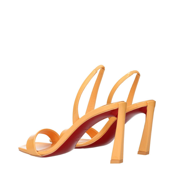 Orange Leather Stiletto Heels Sandals