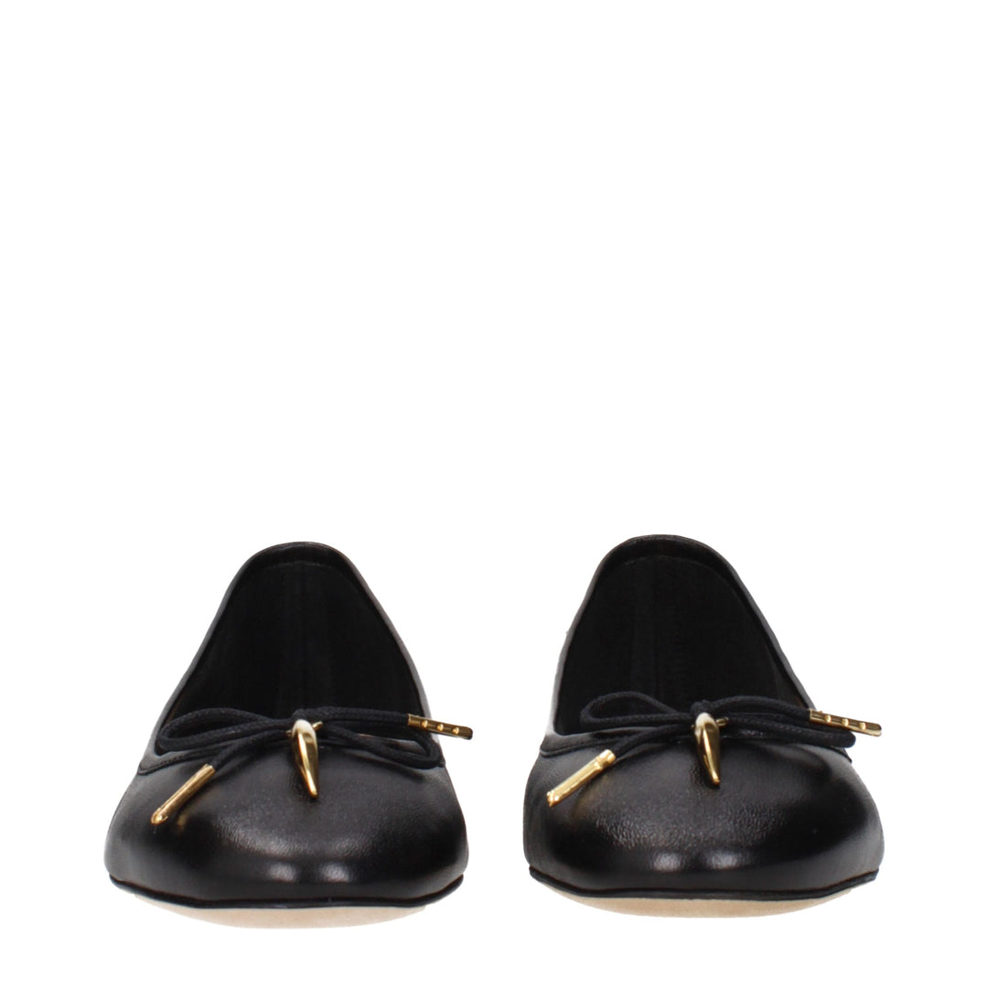 Black Leather Ballet Flats