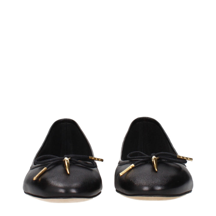 Black Leather Ballet Flats