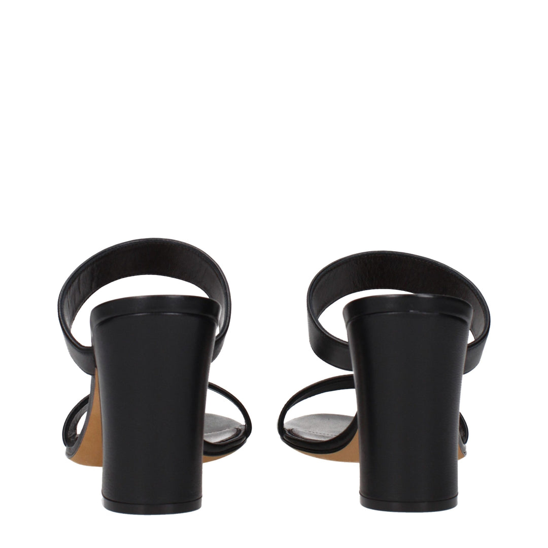 Black Leather Stiletto Heels Sandals