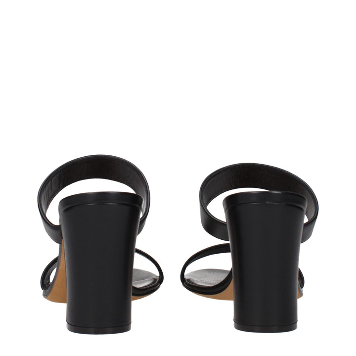 Black Leather Stiletto Heels Sandals