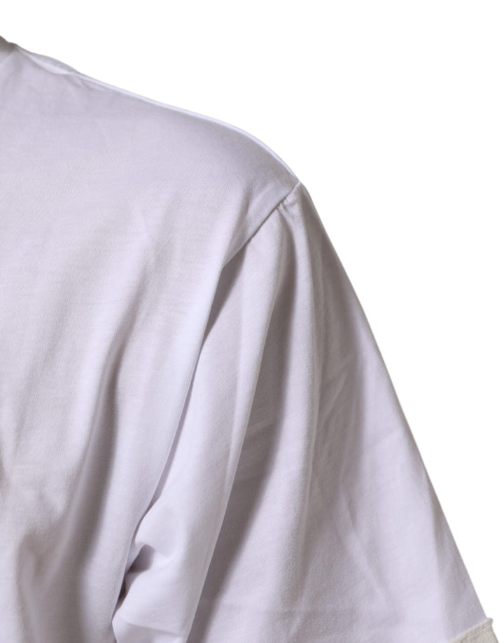 Dolce & Gabbana White Graphic Print Cotton Crew Neck T-shirt