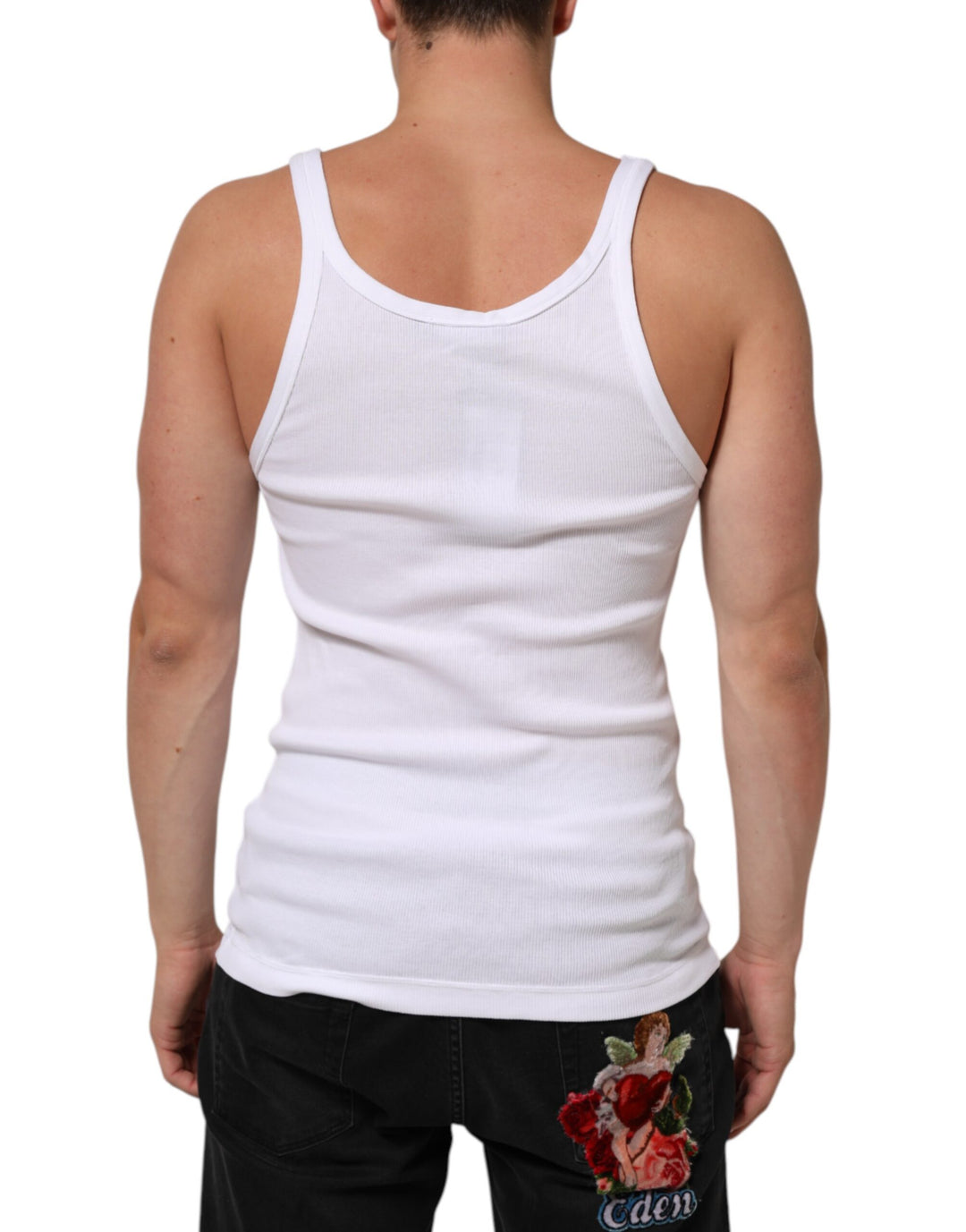 Dolce & Gabbana White Sleeveless Round Neck Tank Top T-shirt