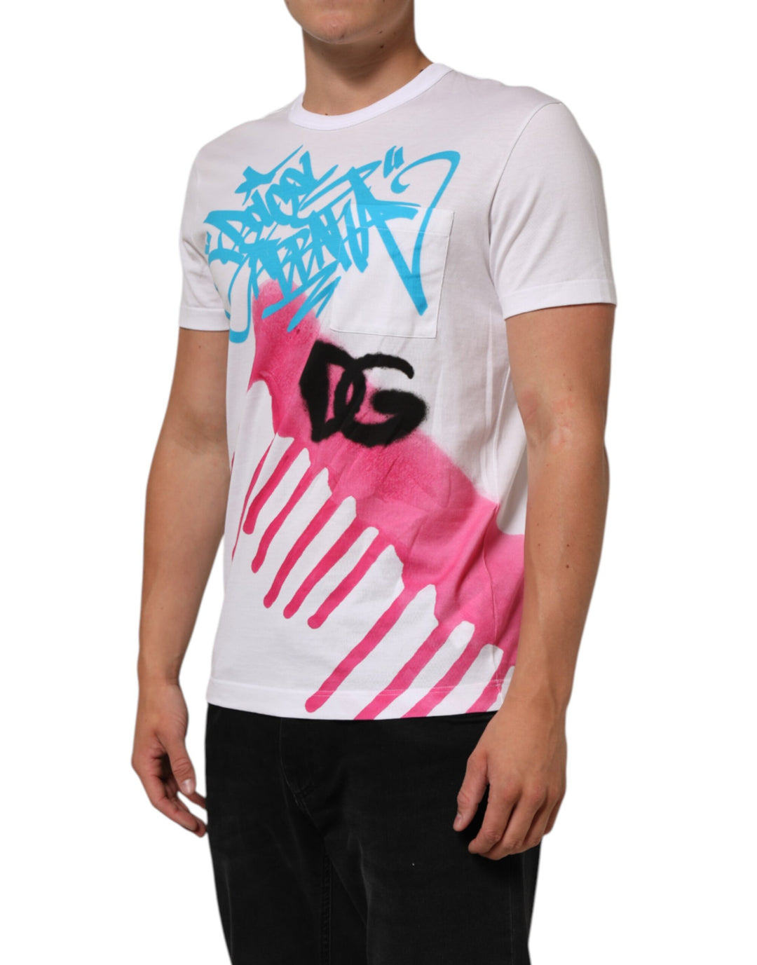 Dolce & Gabbana White Graphic Print Cotton Crew Neck T-shirt