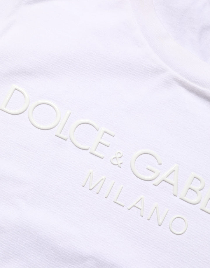 Dolce & Gabbana White Cotton Crew Neck Short Sleeves T-shirt