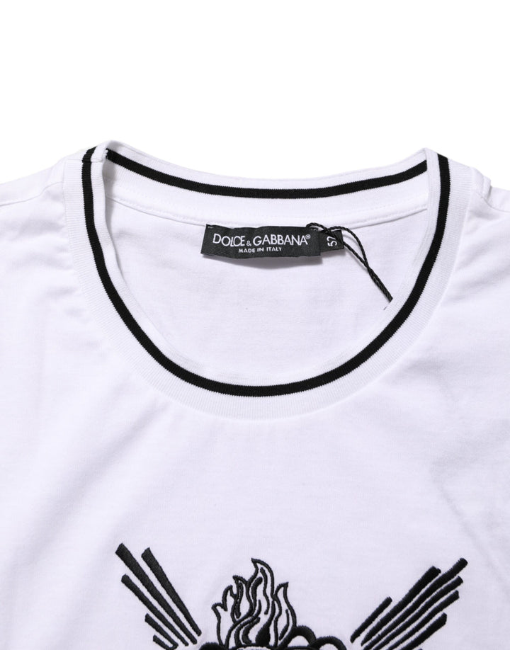 Dolce & Gabbana White Sacred Heart Short Sleeve Men T-shirt