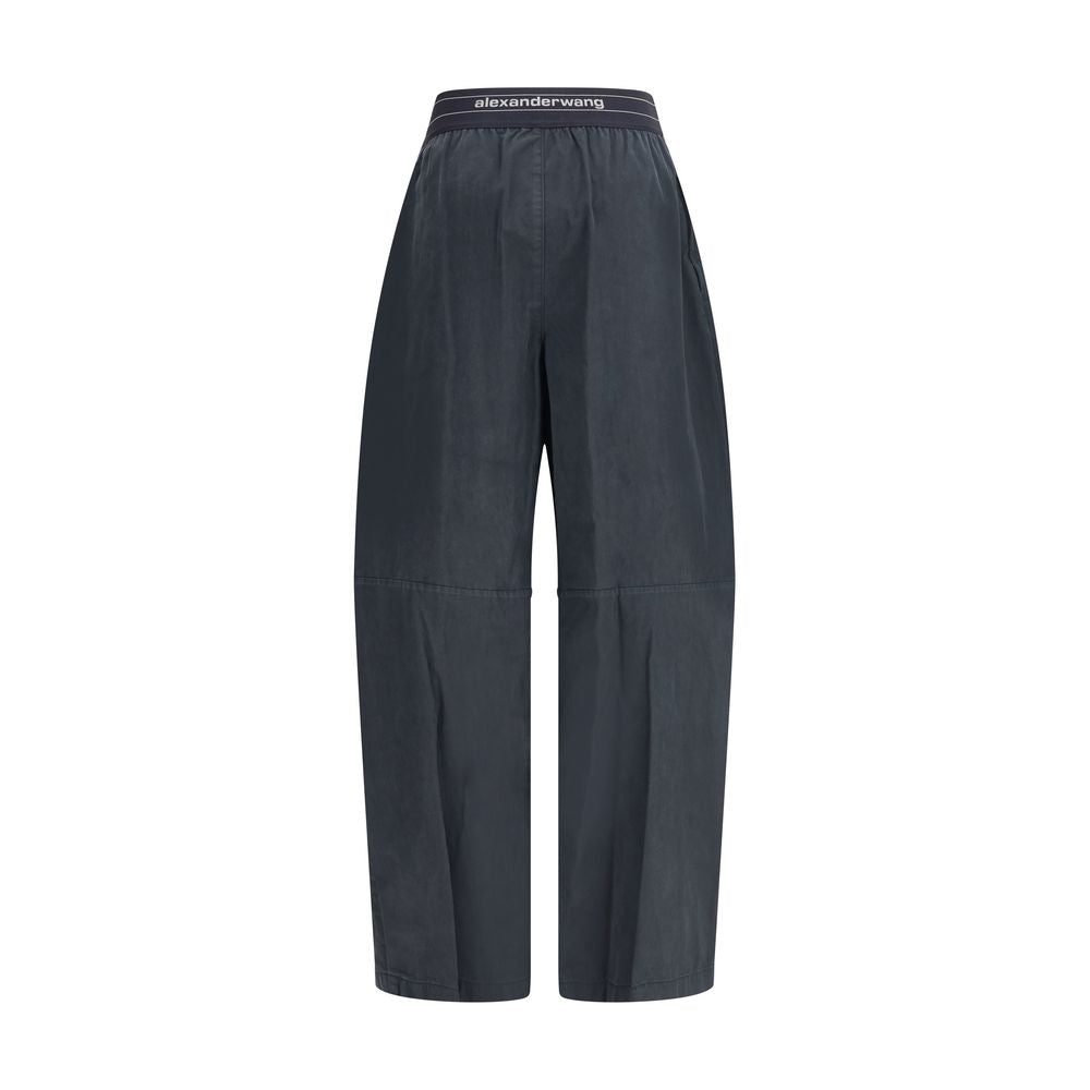 Trousers with elastic waistband and contrasting jacquard logo