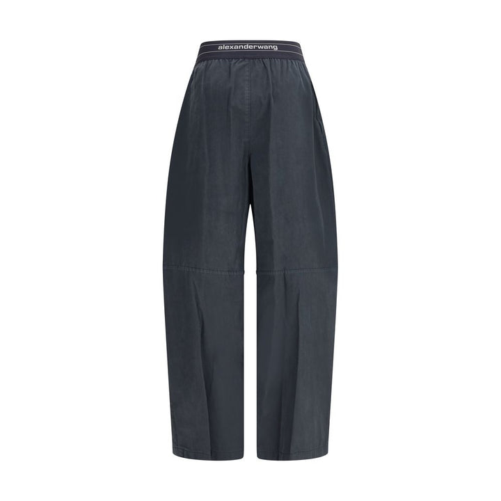 Trousers with elastic waistband and contrasting jacquard logo