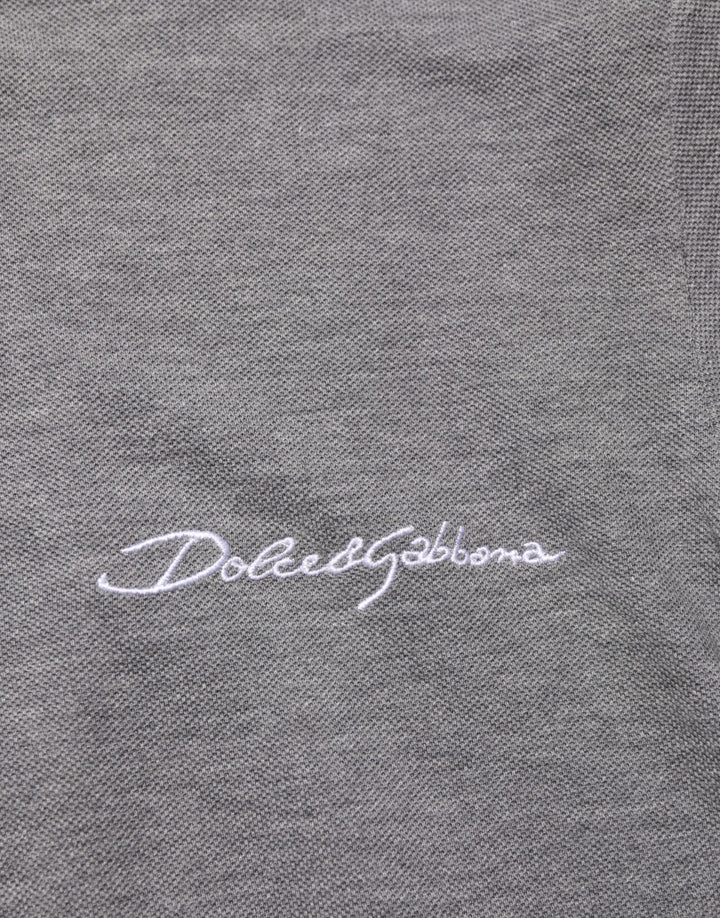 Dolce & Gabbana Gray Logo Embroidery Collared Polo T-shirt