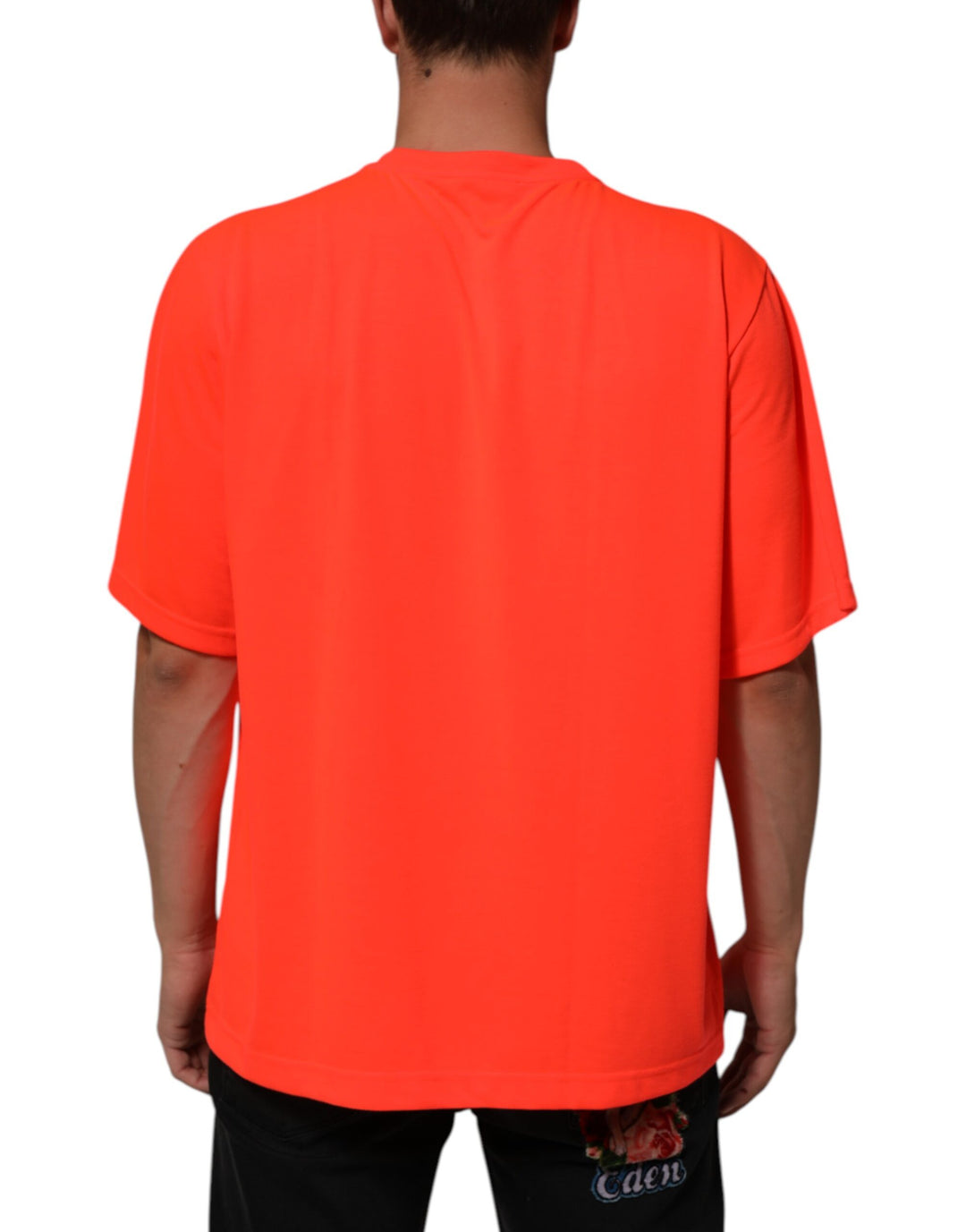 Dolce & Gabbana Neon Orange Polyester Men Crew Neck T-shirt