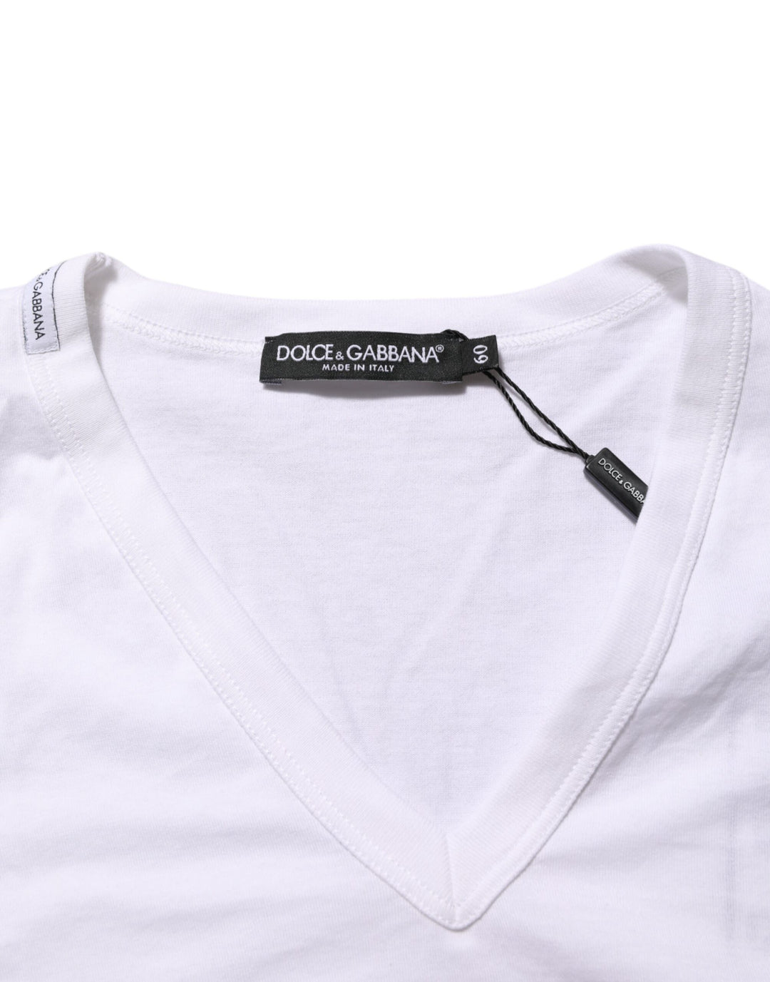 Dolce & Gabbana White Cotton V-Neck Short Sleeves T-shirt
