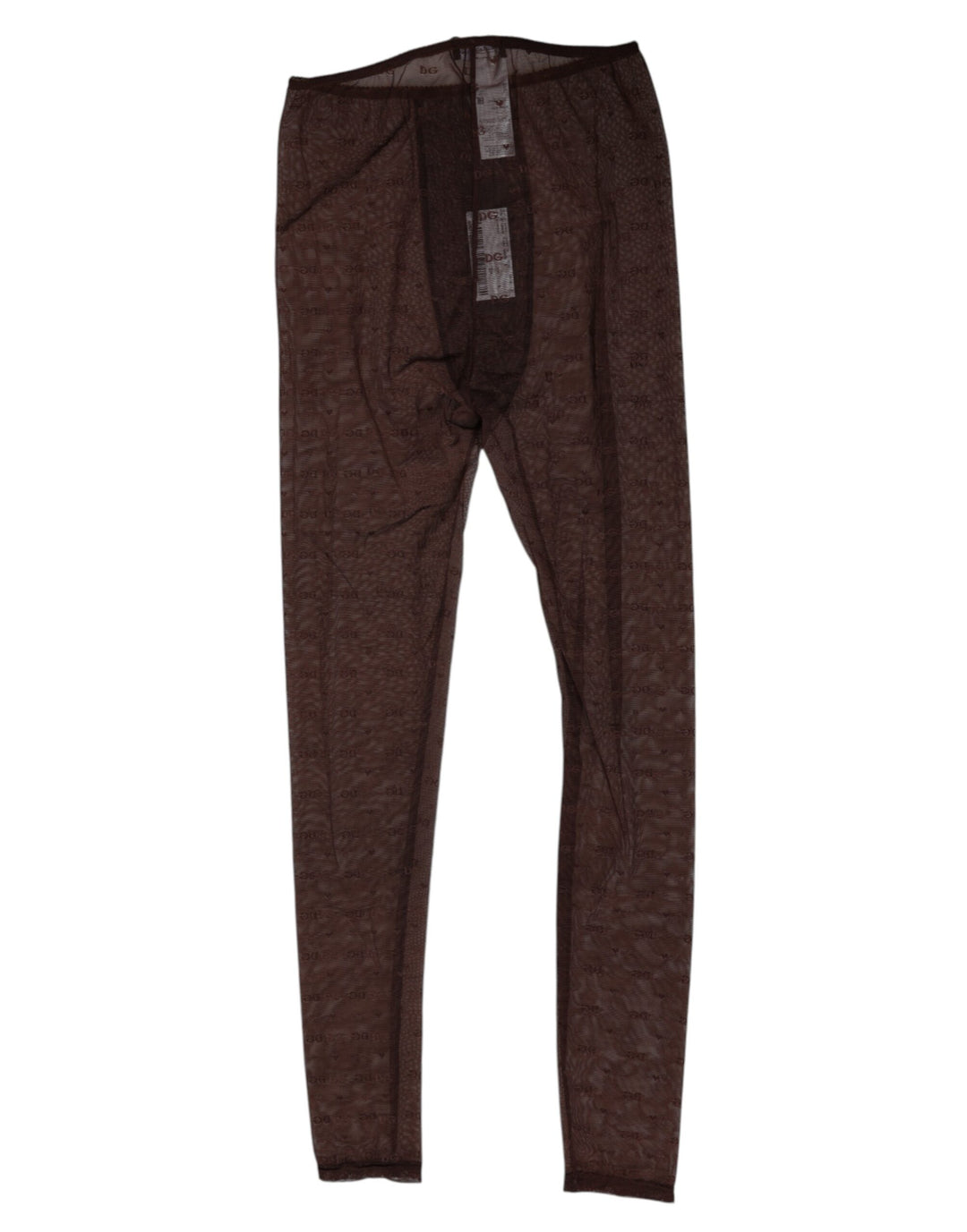 Dolce & Gabbana Brown Nylon Logo Lace Leggings Pants Underwear