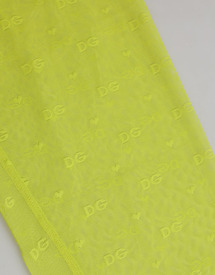 Dolce & Gabbana Neon Green Nylon Logo Lace Leggings Pants Underwear