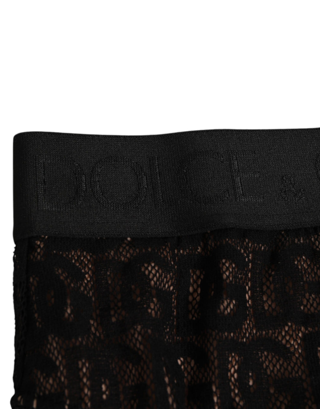Dolce & Gabbana Black DG Logo Lace High Brief Panty Underwear